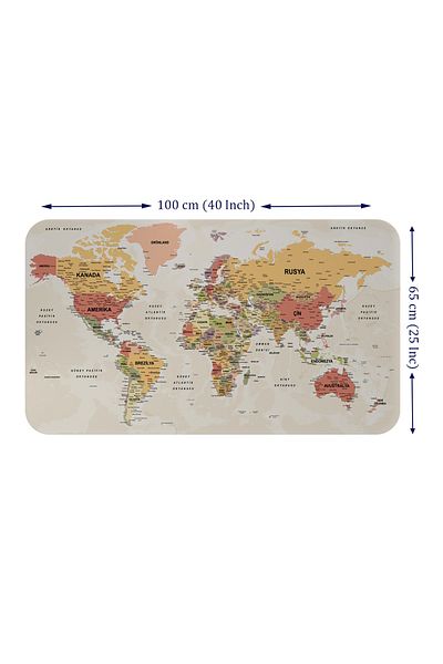 Decoraw Turkish Educational - Ocean Detailed World Map Wall Sticker