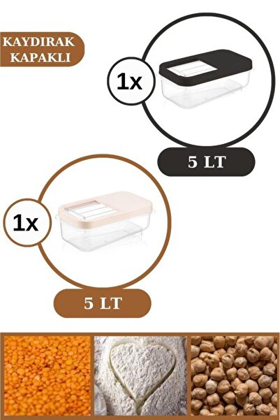Flosoft 2 Adet Un Bakliyat Erzak Saklama Kabı Deterjan Kutusu 5lt Ve Erzak Küreği