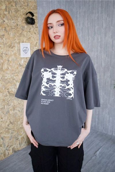 EFBUTİK Μπλουζάκι Smoked Unisex Aesthetic Skeleton