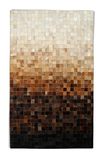 Dericibey Siyah & Krem Rengi Dana Derisi Patchwork Halı