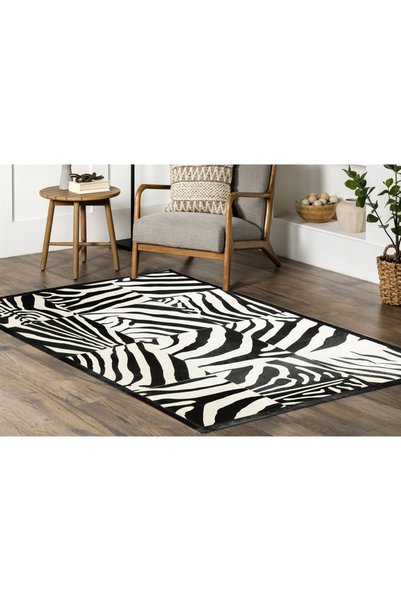 Dericibey Zebra Desenli Deri Patchwork Halı