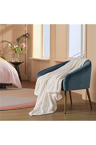 NT Handmade White 220x170 Single Fleece Blanket - TV Blanket Sofa Throw for Living Room Living Bedroom