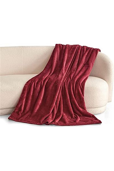 NT Handmade Red 220x170 Single Fleece Blanket for Living Room Living Bedroom TV Blanket Sofa Throw