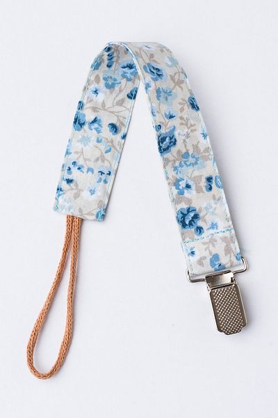 MyVera Indigo Flower - Indigo Blue Pacifier Strap Set - Pacifier Chain Set of 2 - 100% Cotton Fabric