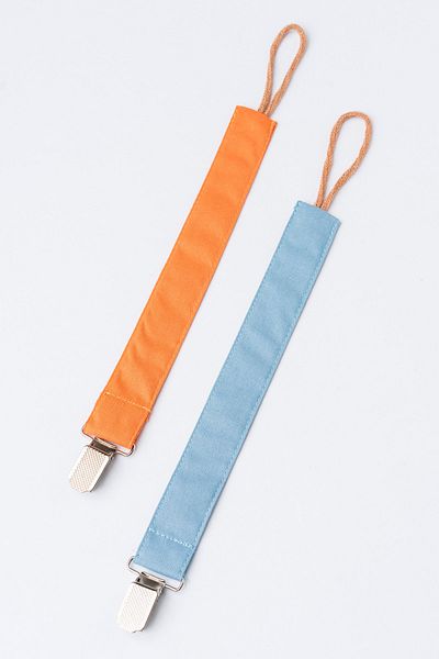 MyVera Cinnamon - Indigo Pacifier Strap Set - Pacifier Chain Set of 2 - 100% Cotton Fabric