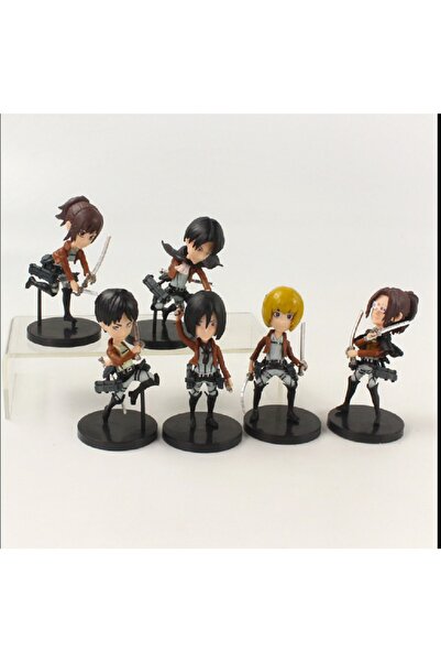 hediyeconcepti 9cm 6 Adet/grup Titan Eren Jager Mikasa Levi Ackerman Arlert Hanji Zoe Sasha Braus Pvc Biblo Seti