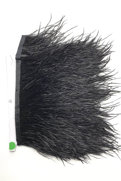 FdayAksesuar Black Ostrich Feather - Decorative Strip Accessory