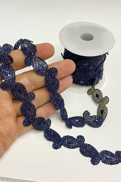 FdayAksesuar Accesoriu panglică decorativă Șal albastru marin cu model Pangli...