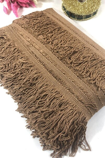 FdayAksesuar Dekoratif Şerit Aksesuar Açık Kahverengi Saçak Püskül En 20 Cm 1...