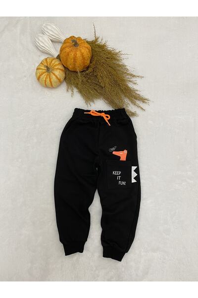 bebekcee Baby Boy Dinosaur Patterned Black Sweatpants Children's Pants 1/2/3/...
