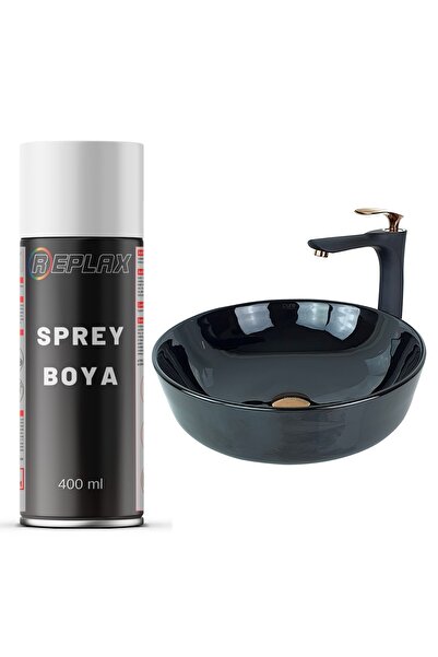 REPLAX Siyah Mutfak Banyo Lavabo Evye Sprey Boyası Suya Dayanıklı 400 Ml.