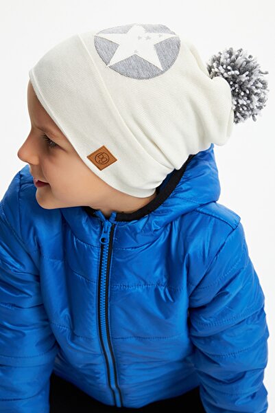 Babygiz Чоловіча дитяча шапка з помпоном, м'яка, двошарова, 100% натуральна бавовна