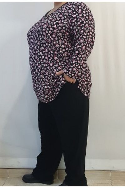 Mertcan Butik Black Summer Daily Combed Cotton Viscose Pajama Bottom Trousers