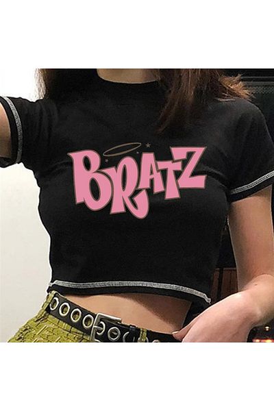 Touz Blunt Blunt Bratz εμπριμέ αντίστροφη βελονιά Μαύρο Crop