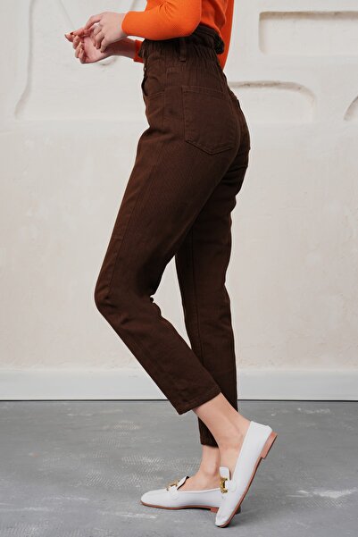 John Borners Γυναικεία ζώνη με κορδόνι παντελόνι Gabardine καφέ - 2597