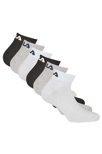 FILA Unisex Quarter Socken, 6er Pack – Kurzsocken, Training, Sport, Logo (2x 3 Paar)