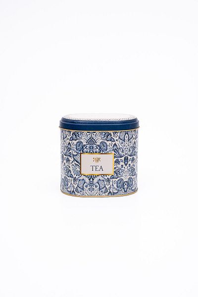 EVLE Er004-y2 Azulejos Tea Patterned Oval Metal Storage Container 11x15 Cm