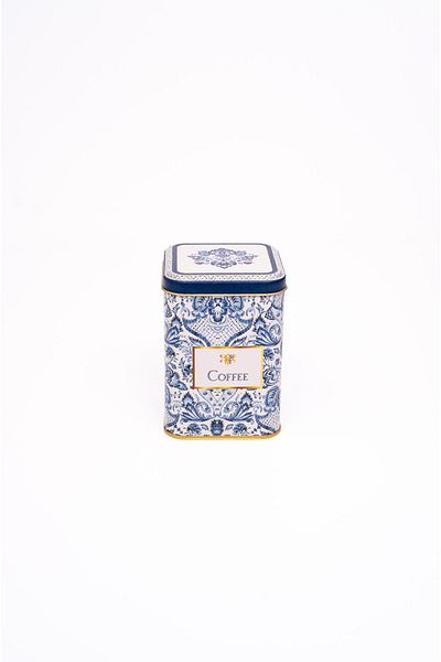 EVLE Er018-y1 Azulejos Coffee Patterned Square Metal Storage Container 9x9 Cm