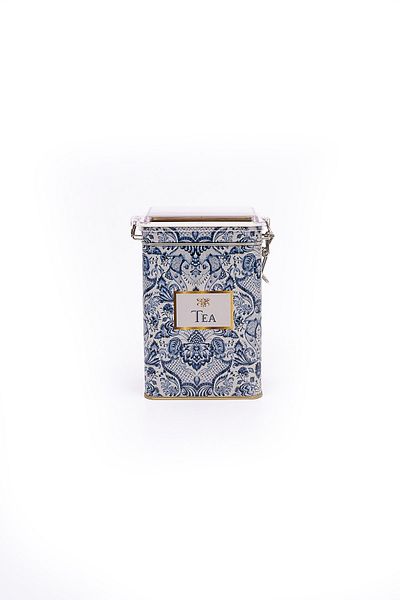 EVLE Er043-y2 Azulejos Tea Patterned Rectangular Metal Storage Container 8x10 Cm