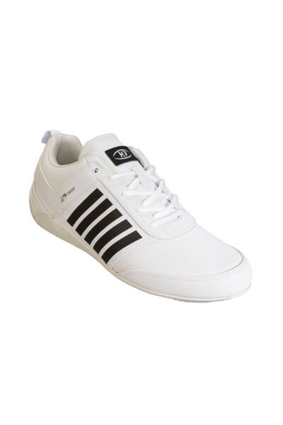 M.P. M.p Erkek Siyah Beyaz Yandan Çizgili Bağcıklı Düz Comfort Taban Sneacer Günlük Spor Ayakkabı