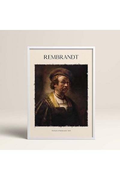 HOMEPACK Λευκό πλαίσιο Rembrandt Πορτρέτο του Rembrandt Πίνακας Μοντέρνας Τέχνης