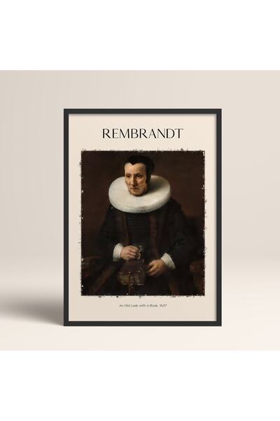 HOMEPACK Rembrandt O vechi doamnă cu un cadru negru cu o carte Pictură de art...