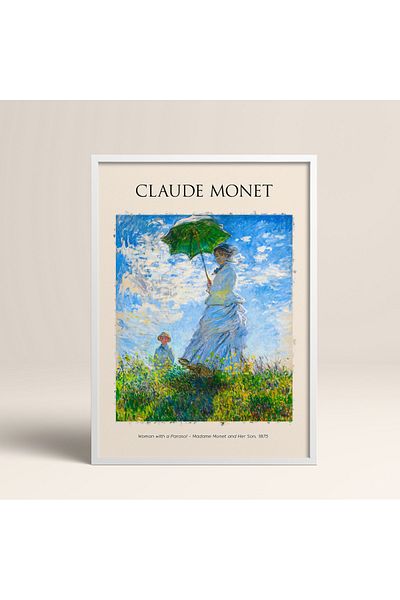 HOMEPACK Claude Monet Woman With A Parasol με λευκό πλαστικοποιημένο πλαίσιο - ζωγραφική τέχνης