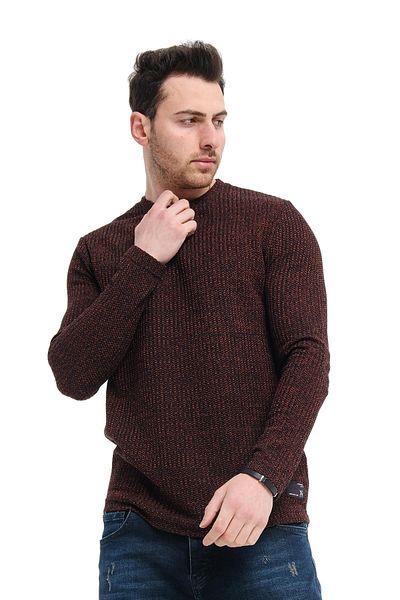 Oksit Byron Slim Fit Square Pattern Crew Neck Men's Knitwear Sweater