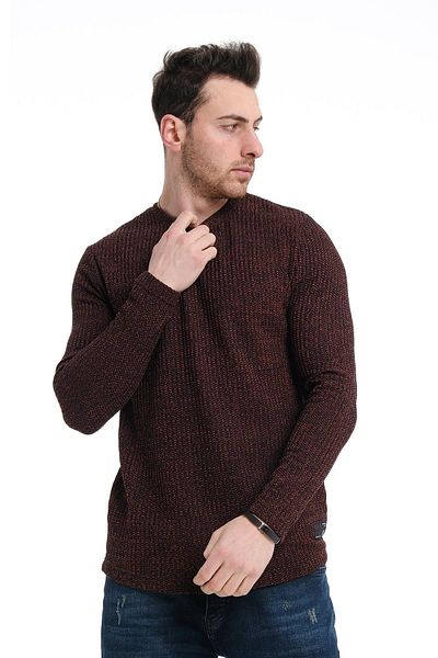 Oksit Byron Slim Fit Square Pattern Crew Neck Men's Knitwear Sweater