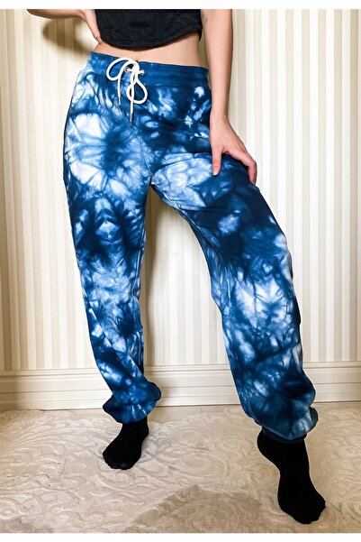 Genel Markalar Mavi Batik Yıkamalı Oversize Jogger