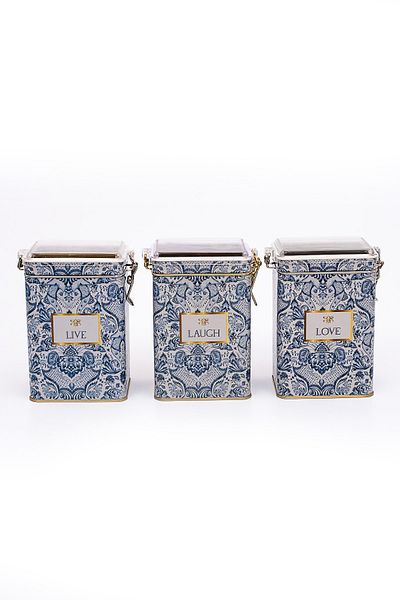 EVLE Erb21t6 Rectangular Lockable Storage Container 75x100x150 Set of 3, Azulejos