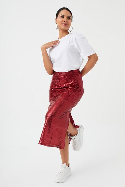 Hanna's by Hanna Darsa Sequined Mini Lined Skirt with Side Slits