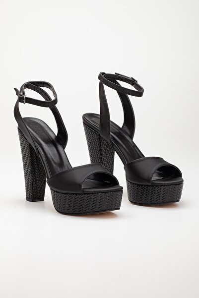 LİLLA Women's Platform High Heeled Satin Evening Dress Shoes