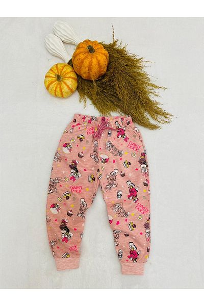 bebekcee Baby Girl Sweatpants Daisy Patterned Pink Trousers 1/2/3/4
