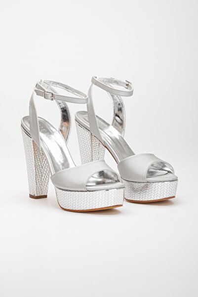 LİLLA Women's Platform High Heeled Satin Evening Dress Shoes