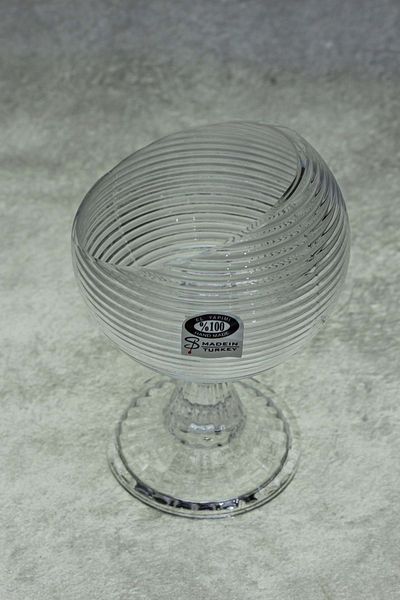 Jenisa Handmade Glass Striped Oblique Cut Small Size Footed Candy Bowl Presentation Bowl 2 Pieces