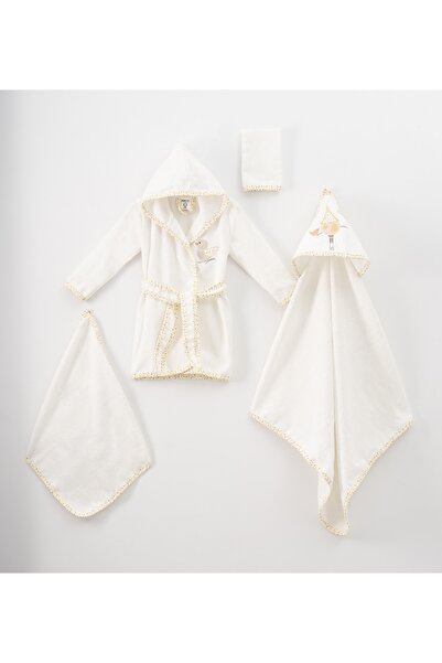 instababyrooms Cute 4-Piece Bamboo Bird Boxed Bathrobe Set 0-3 Years