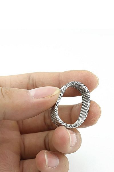 Chavin Men's Stretchy Gray Steel Mesh Ring N48