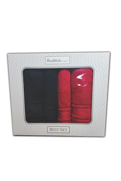 Özdilek Colourist Best Set Bath Set Black Red