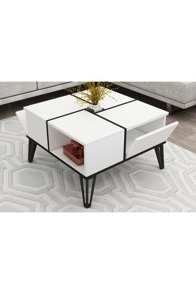 Meltem Çelik - BMdekor Orta Sehpa Nova Beyaz Siyah