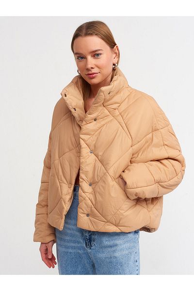 Dilvin 60324 Prošívaná bunda Puffer Jacket-velbloud
