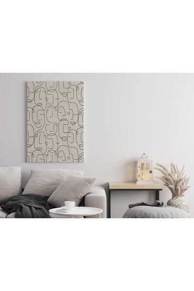 RUGSMODERN Kanvas Tablo 1126 Siyah Bej Minimalist Yüz Figürlü 152