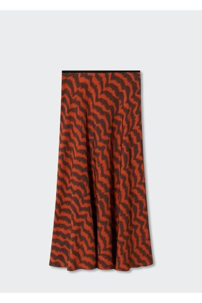 MANGO Woman Desenli Midi Etek
