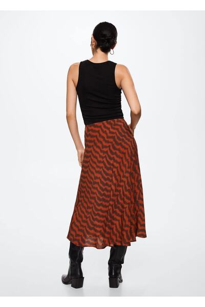 MANGO Woman Desenli Midi Etek