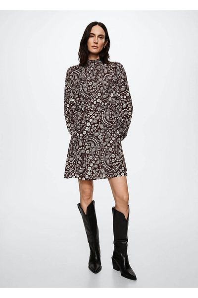 MANGO Woman Gemustertes, fließendes Kleid