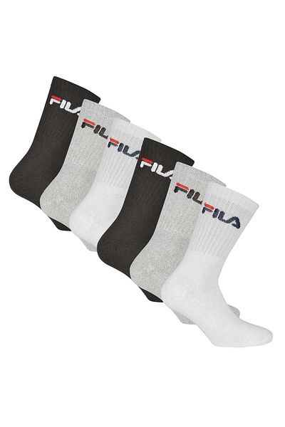 FILA Unisex Socken, 6er Pack - Crew Socks, Frottee, Tennis, Sport (2x 3 Paar)