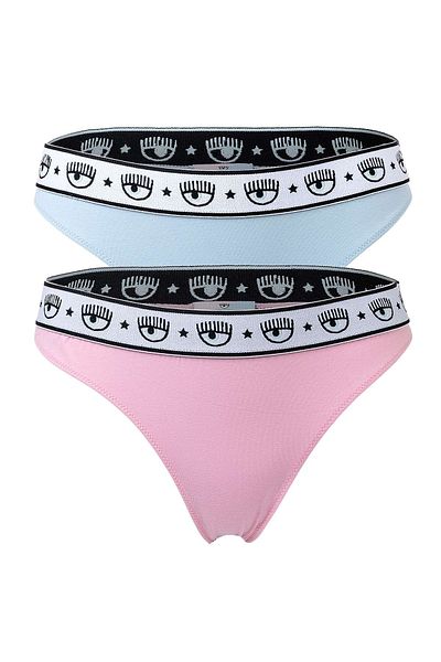 CHIARA FERRAGNI Damen Slip 2er Pack - Brief, Cotton Stretch, Logobund, uni
