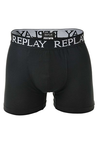 Replay Herren Boxershorts, 3er-Pack – Unterhosen, Baumwolle, Logo, einfarbig