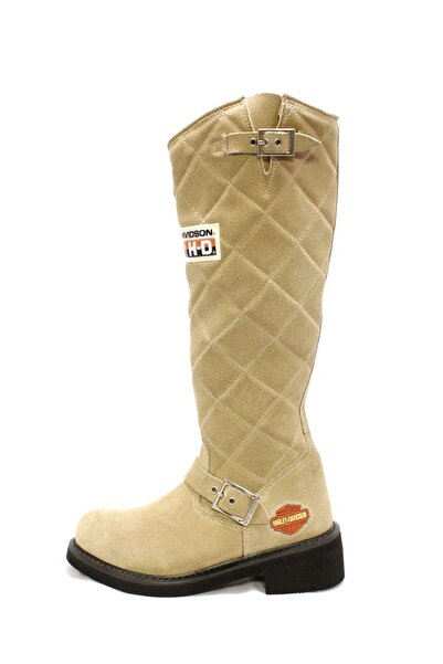 Harley Davidson Laconia 646 Hi Crosta Bej Kadın Bot Çizme Ayakkabı