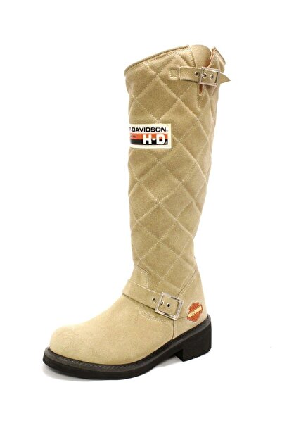 Harley Davidson Laconia 646 Hi Crosta Bej Kadın Bot Çizme Ayakkabı
